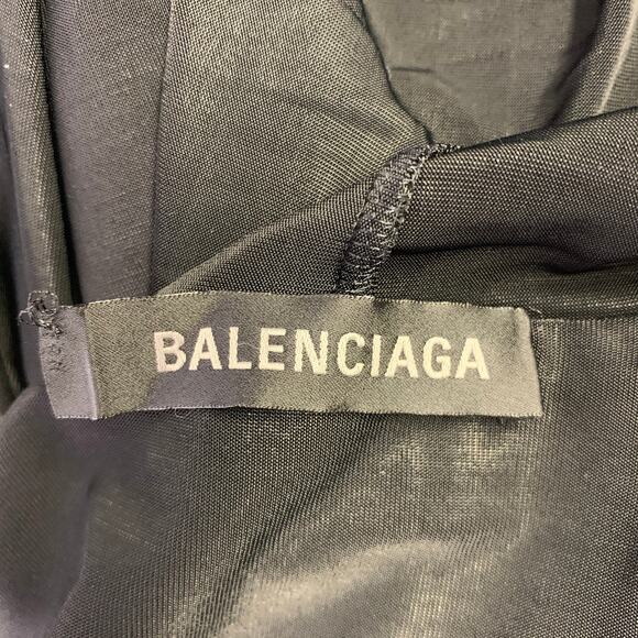 BALENCIAGA Size 4 Black Viscose Blend Draped Long Sleeve Cocktail Dress - Picture 5 of 7